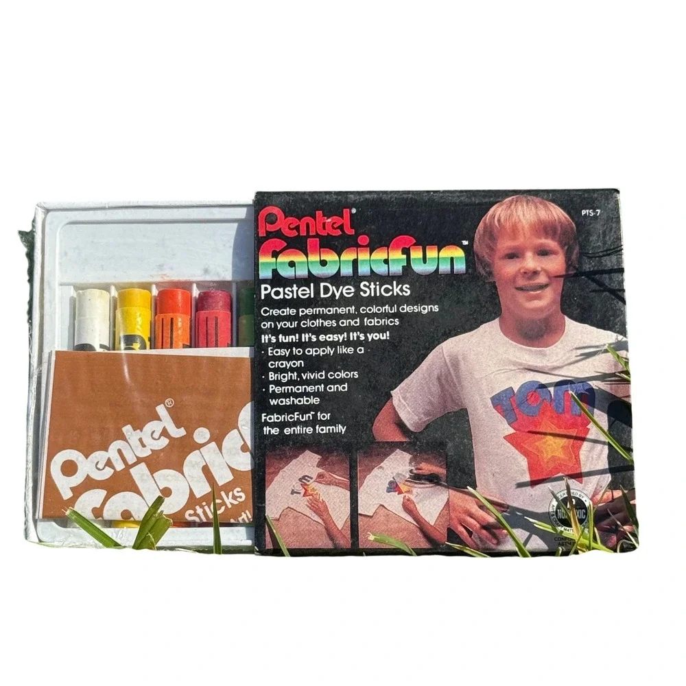Vintage Pentel FabricFun Pastel Dye Sticks PTS-7 Fabric Crayons DIY Crafts 7pc